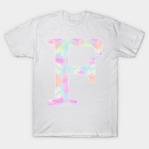 The Letter F Rainbow Design T-Shirt by Claireandrewss